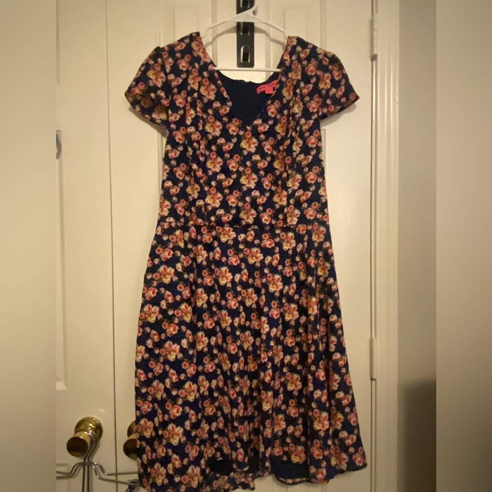 Betsey Johnson Blue Flutter Sleeve V-Neck Sundress